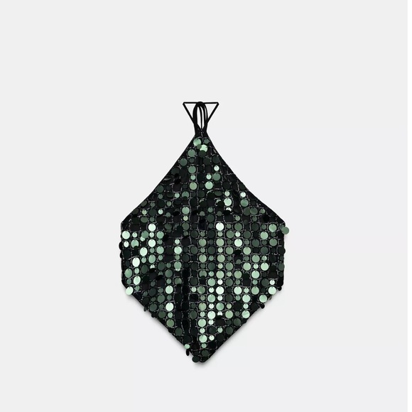 NWT ZARA SEQUIN HALTER TOP